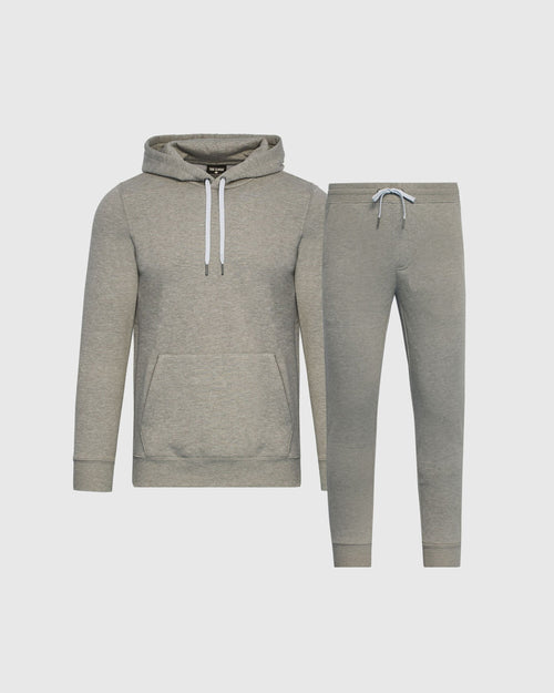 Medium Heather Gray Pullover Fleece Hoodie & Jogger 2-Pack