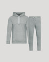 Dark Heather Gray Pullover Fleece Hoodie & Jogger 2-Pack featuring a hooded sweatshirt and matching drawstring pants for men's basics