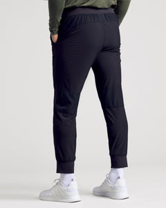 True ClassicBlack Active Training Joggers with ribbed knee panels, elastic cuffs, and pockets.