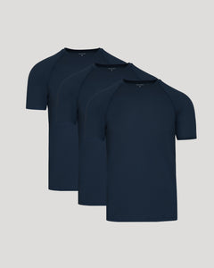 True ClassicNavy Active Mesh Crew 3-Pack: three navy short-sleeve, crew-neck tees.