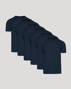 True ClassicNavy Active Mesh Crew 6-Pack: six navy crew-neck T-shirts displayed.