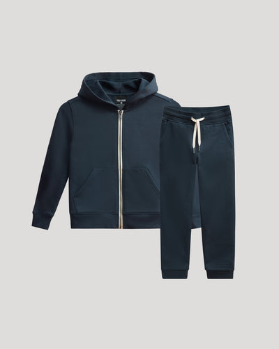 Full Zip Fleece Hoodie & Jogger Set - Navy