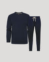 Navy Pullover Fleece Crew & Jogger 2-Pack laid flat.