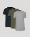 Classic Tall Straight Hem Crew Neck T-Shirt 3-Pack displayed in layers.
