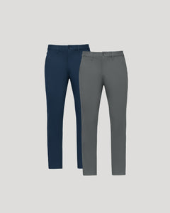 True ClassicNavy & Carbon Slim Chino Pants 2-Pack laid flat.