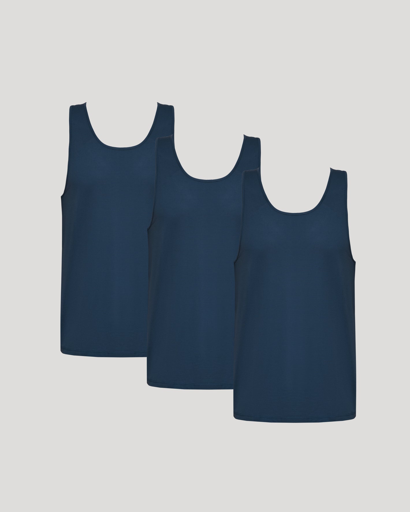 Navy Sleeveless Active Mesh Tank 3-Pack, breathable athletic design.