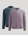 Neptune & Thistle Bomber Fleece Jacket 2-Pack, unisex, snap-front design.