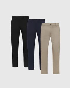 True ClassicNeutral Slim Chino Pants 3-Pack