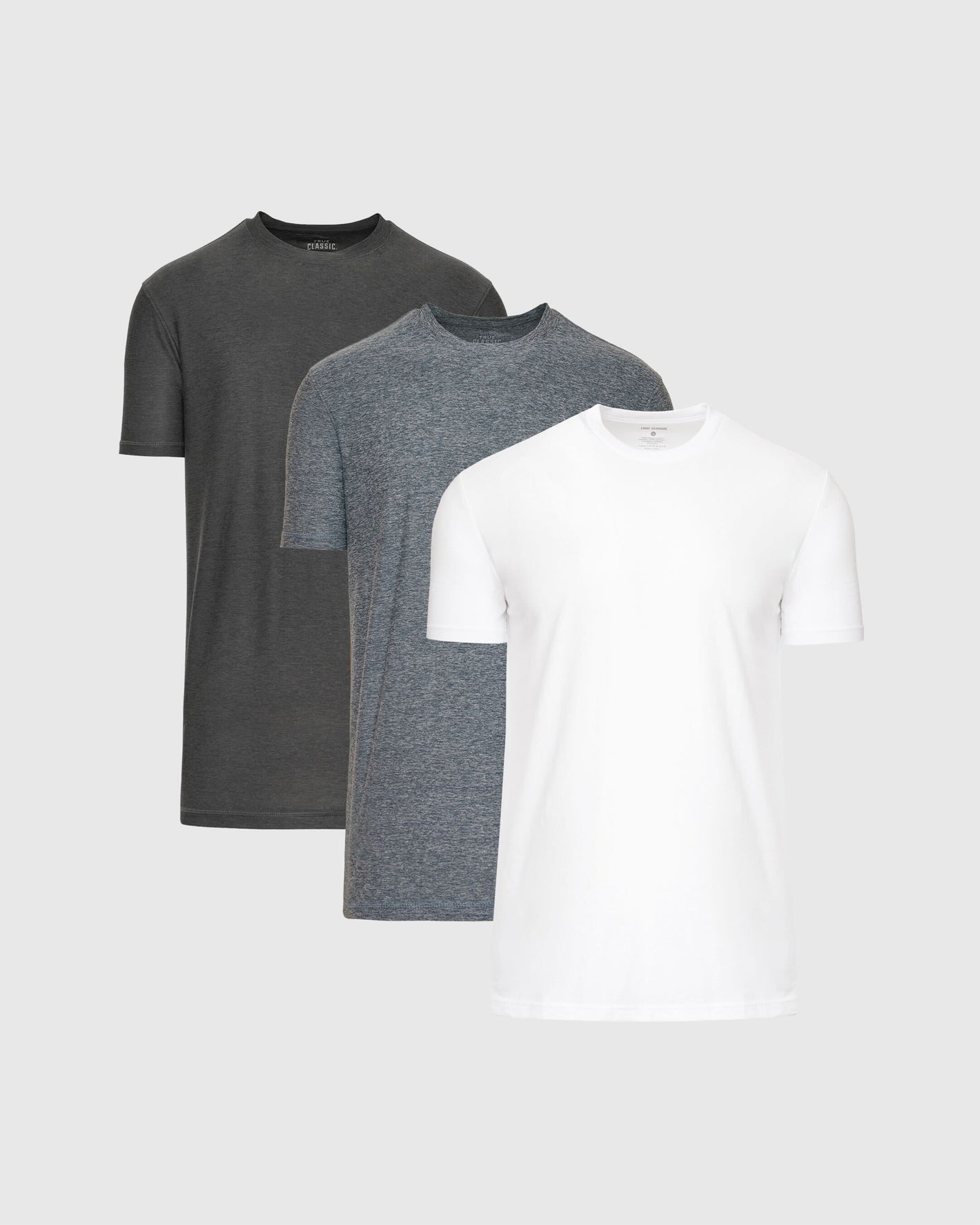 Neutral Short Sleeve Tall Active Crew 3-Pack displayed in white and gray tones.