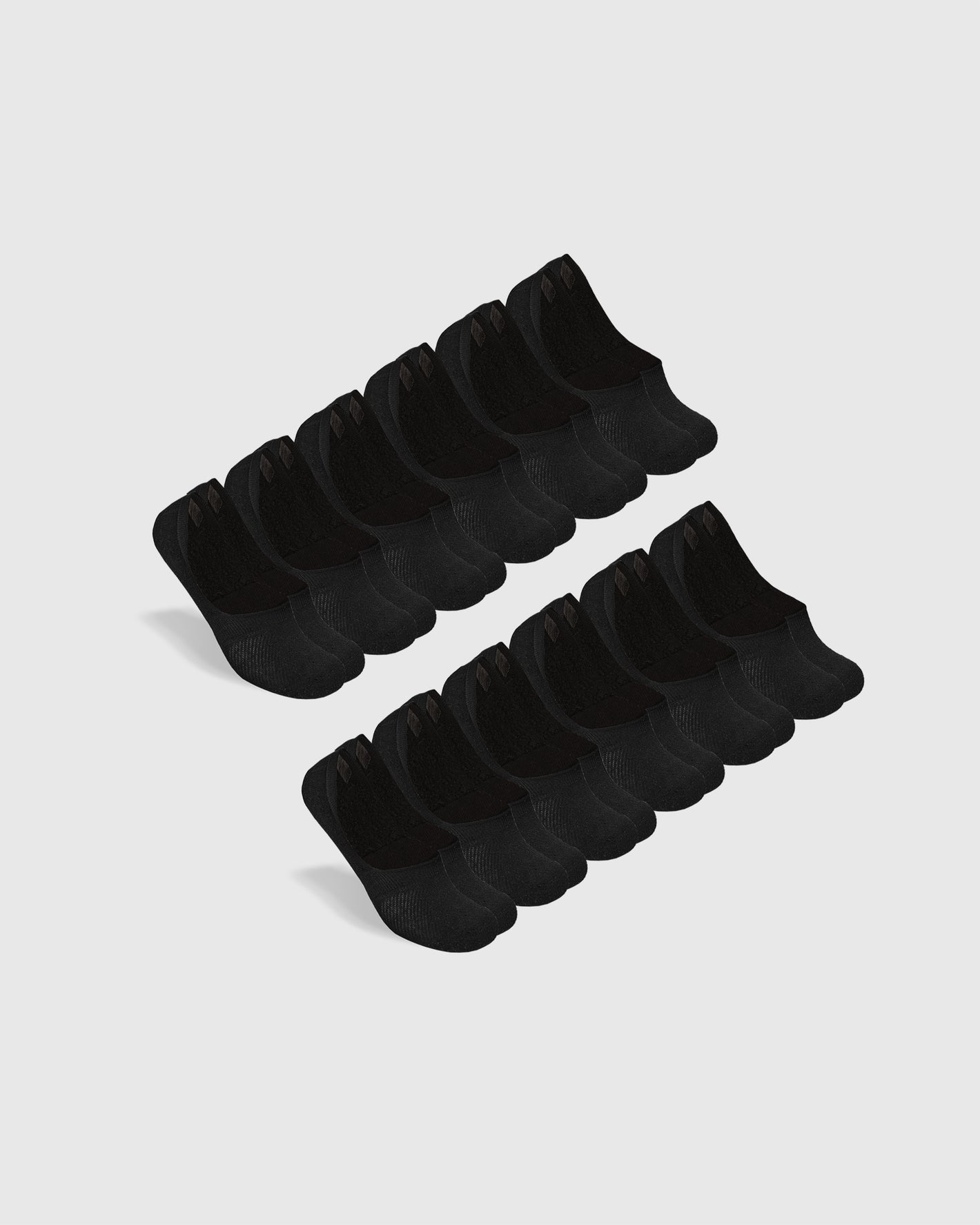 Black Never Show Socks 12-Pack arranged in two staggered rows.