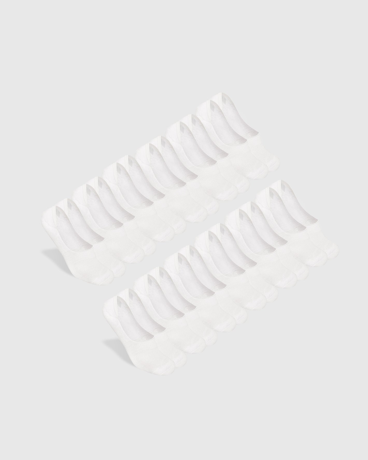 White Never Show Socks 12-Pack arranged in two parallel rows.