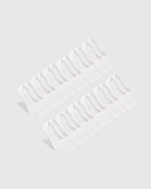 White Never Show Socks 12-Pack arranged in two parallel rows.