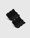 Black Never Show Socks 6-Pack, low-cut design, arranged showcasing shallow ankle openings.