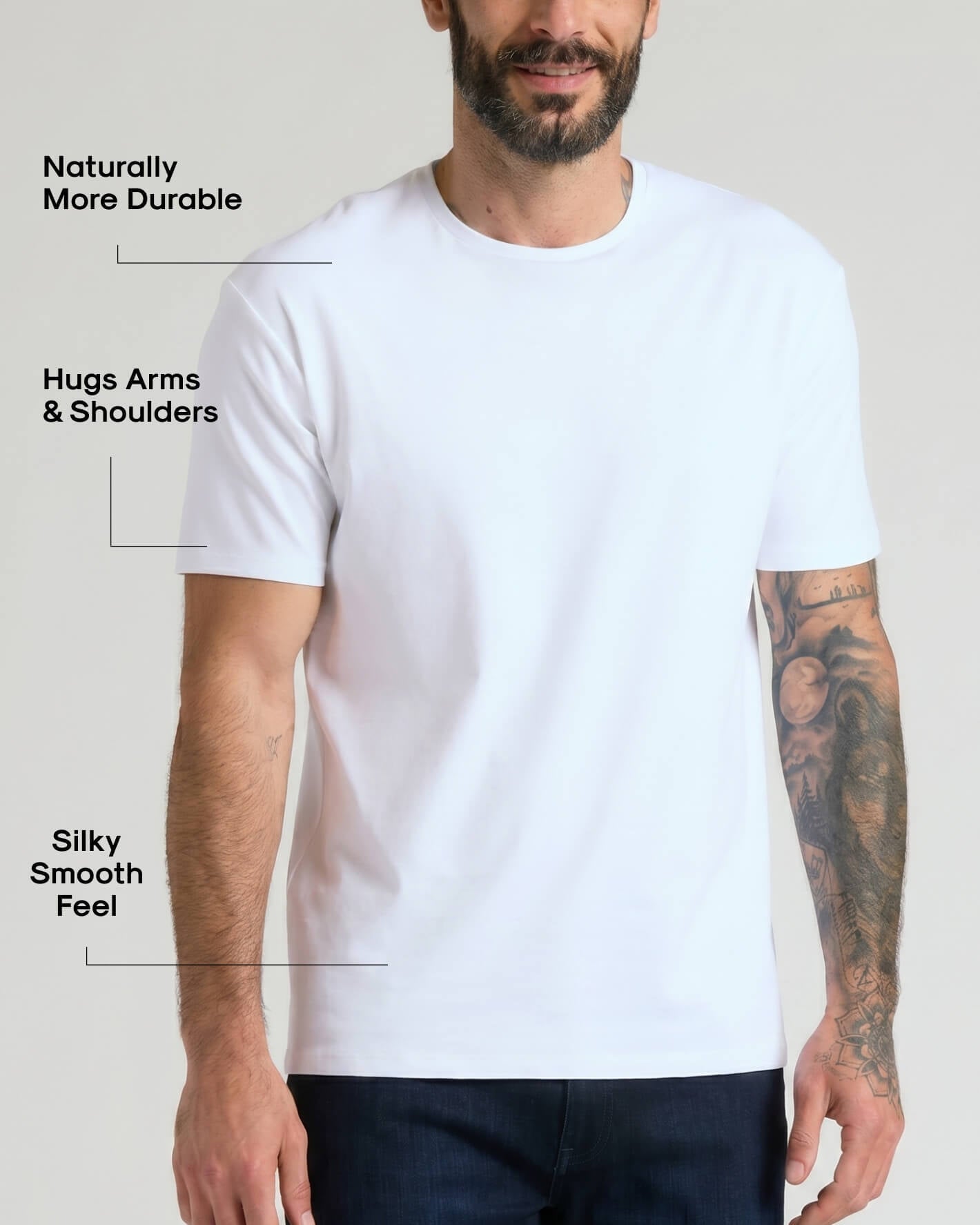Pima Cotton Blend Crew 4-Pack T-shirt highlighting durability and fit.