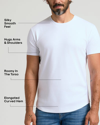 Pima Cotton Blend Crew ‑ Curved Hem