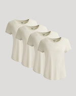 Womens Oatmeal Slub Scoop Neck Tee 4-Pack