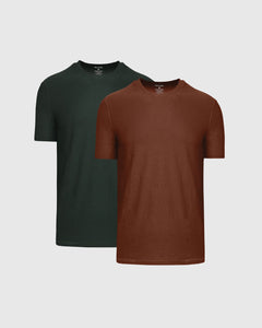 True ClassicCedar & Dark Heather Forest Active Crew 2-Pack