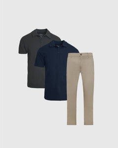 True ClassicPolo & Slim Comfort Knit Chino Pant 3-Pack