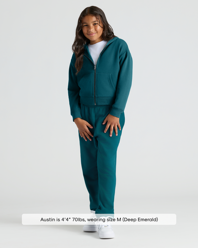 Deep Emerald Cropped Zip Hoodie & Relaxed Joggers Set