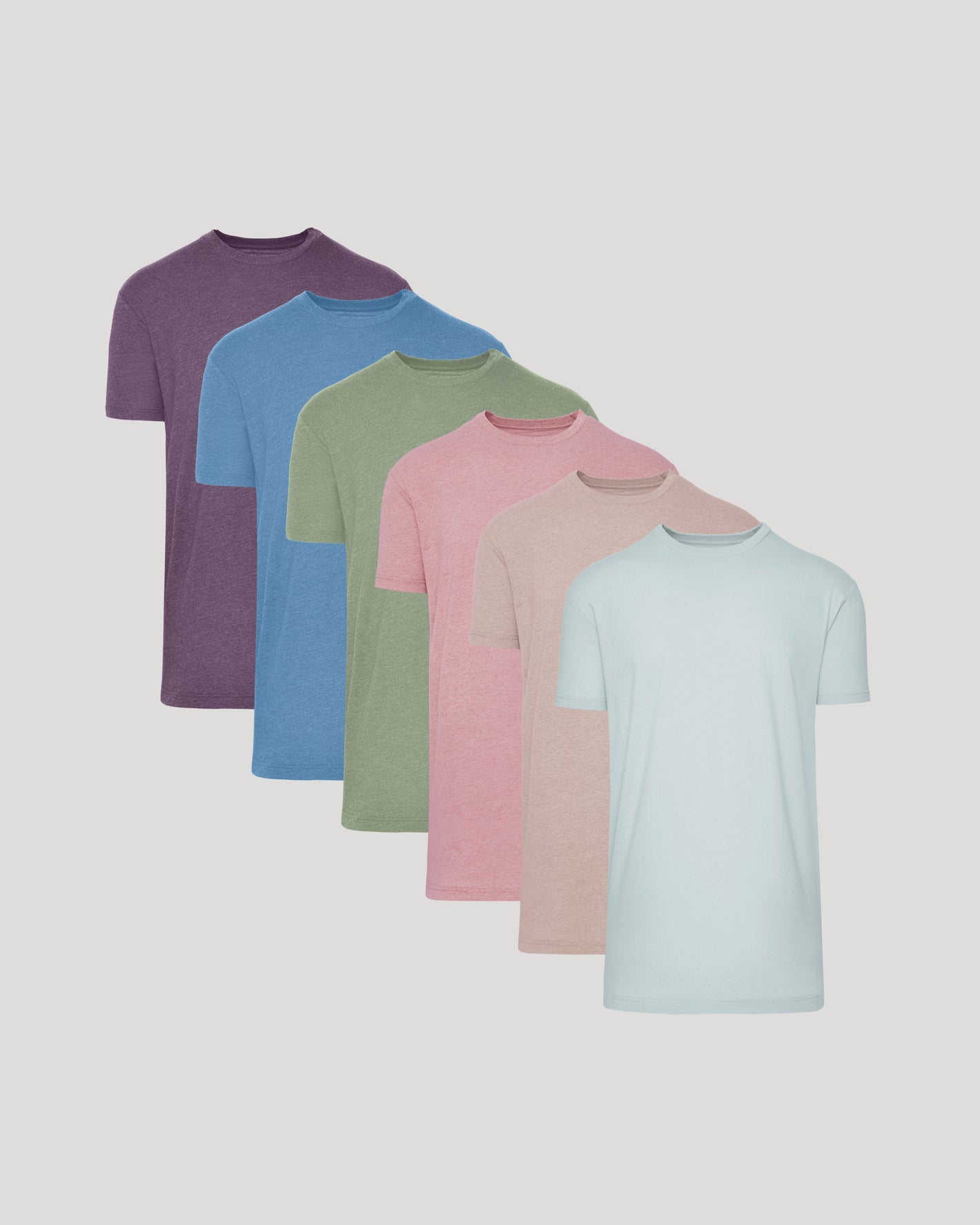 Seasonal Tall Straight Hem T-Shirt 6-Pack, staggered crew-necks displayed.