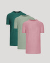 Limited Spring Tall Active Crew 3-Pack T-shirts layered in green and pink.