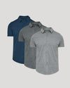 Short Sleeve Comfort Knit Shirt 3-Pack, overlapping in light gray, heather gray, navy.