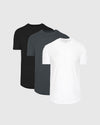 The Essentials Curved Hem Classic Crew Neck 3-Pack T-shirts layered.