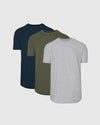 The Staple Curved Hem Classic Crew Neck 3-Pack T-Shirts displayed.