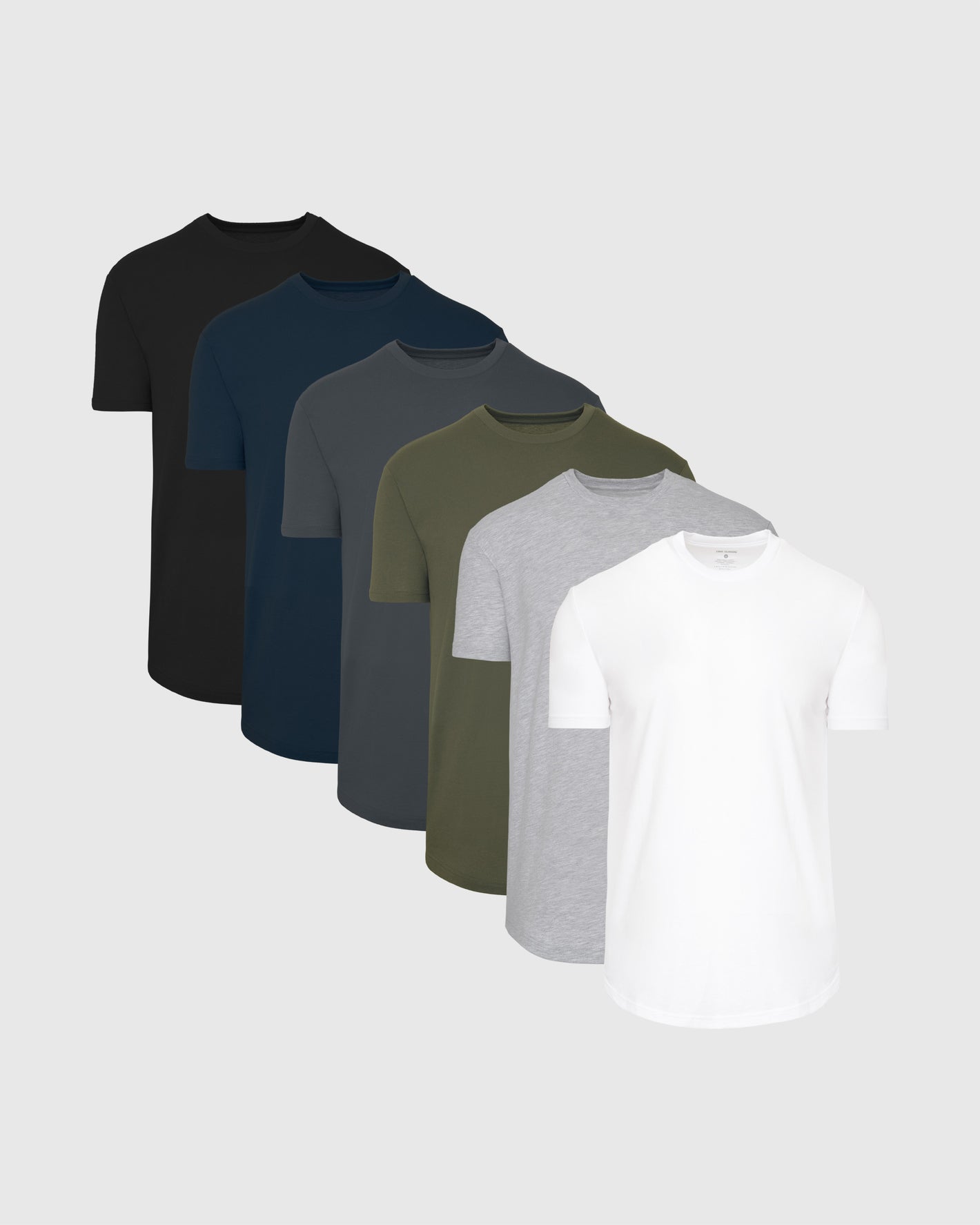 The Staple Curved Hem Classic Crew Neck 6-Pack fanned display