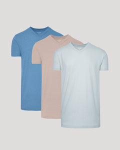 True ClassicSeasonal Tall Classic V-Neck 3-Pack featuring overlapping plain T-shirts.