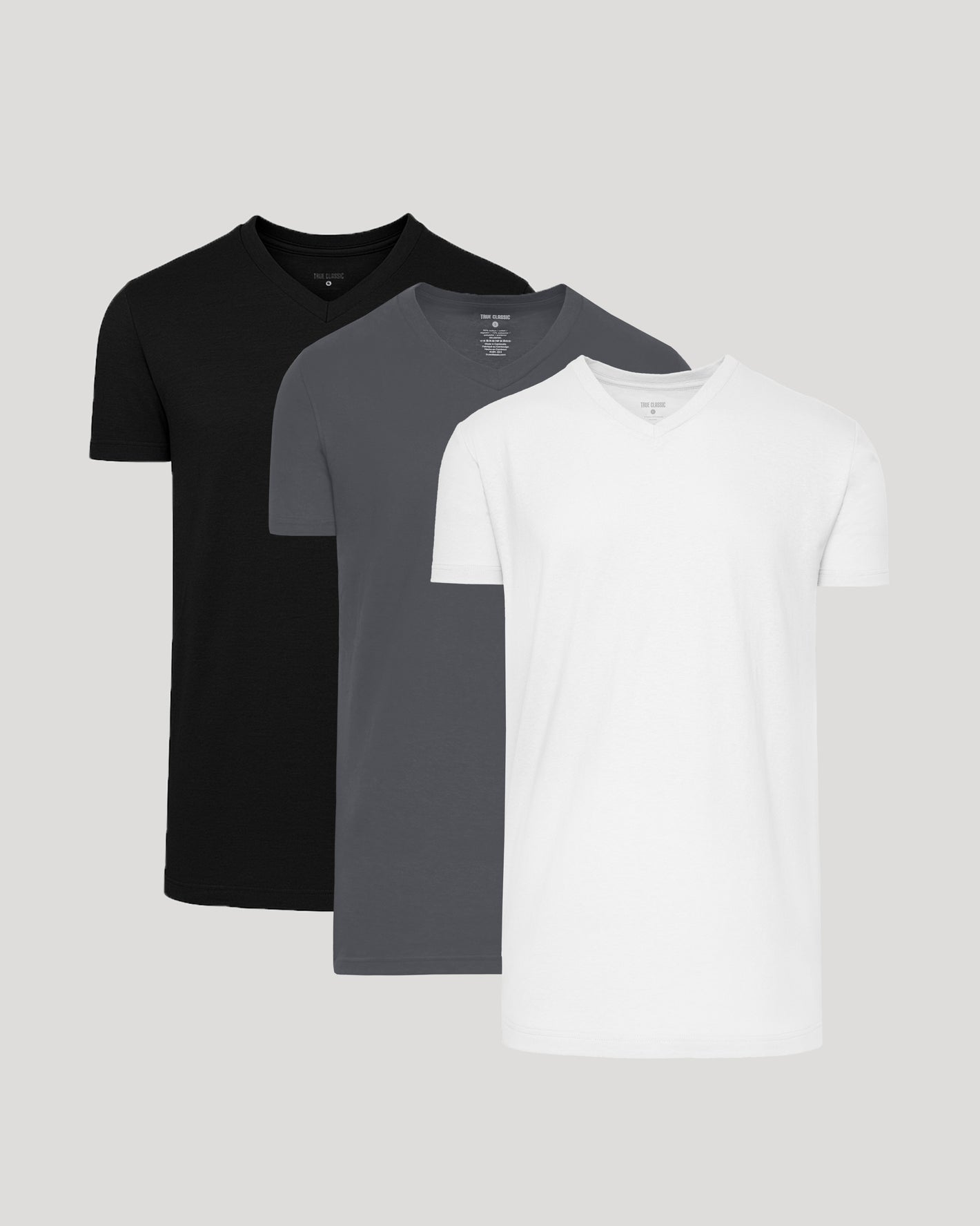 Timeless Short Sleeve Tall Classic V-Neck 3-Pack in a layered display.
