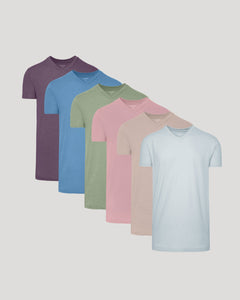 True ClassicSeasonal Tall Classic V-Neck 6-Pack in muted pastel shades.