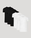 Black & White Short Sleeve Tall Classic V-Neck 6-Pack neatly arranged.
