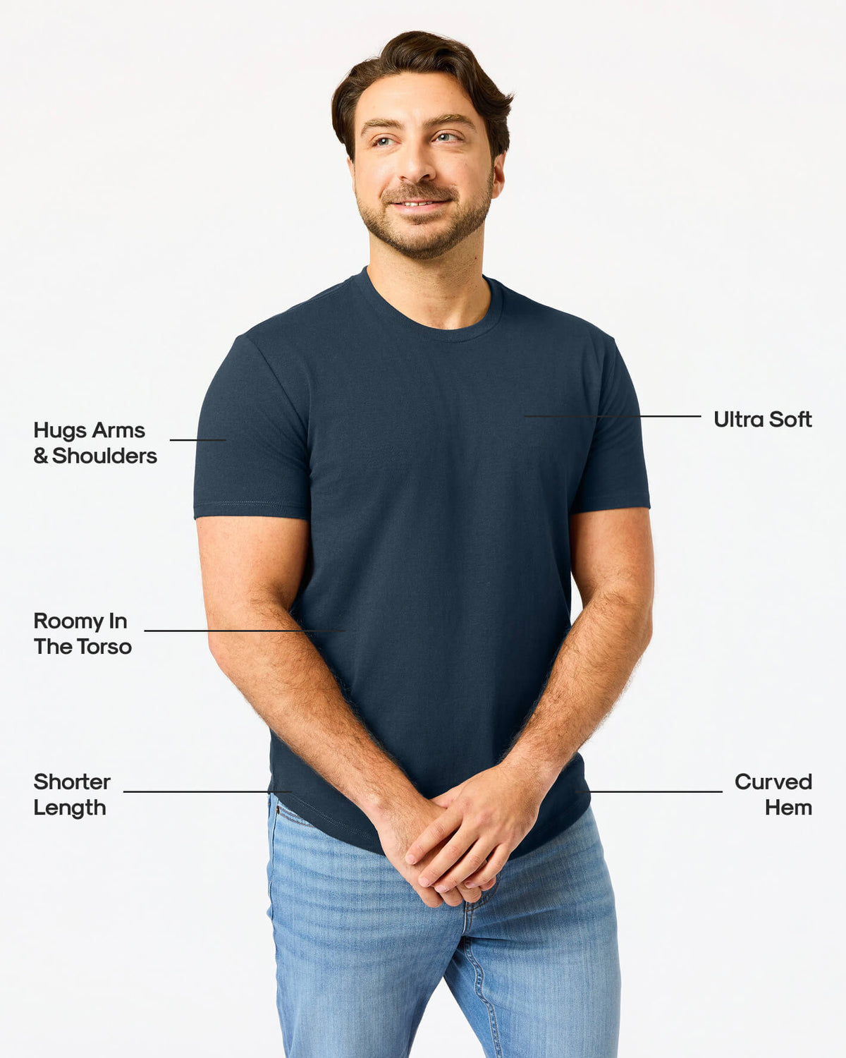 Navy Short Classic Curved Hem Crew