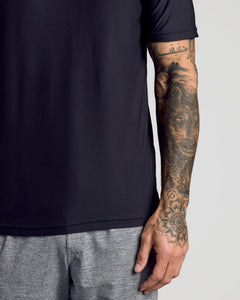 True ClassicBlack & White Active Crew 10-Pack: Black T-shirt with tattooed arm.