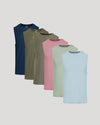 Limited Sleeveless Active Muscle Tee 6-Pack in assorted solid colors.