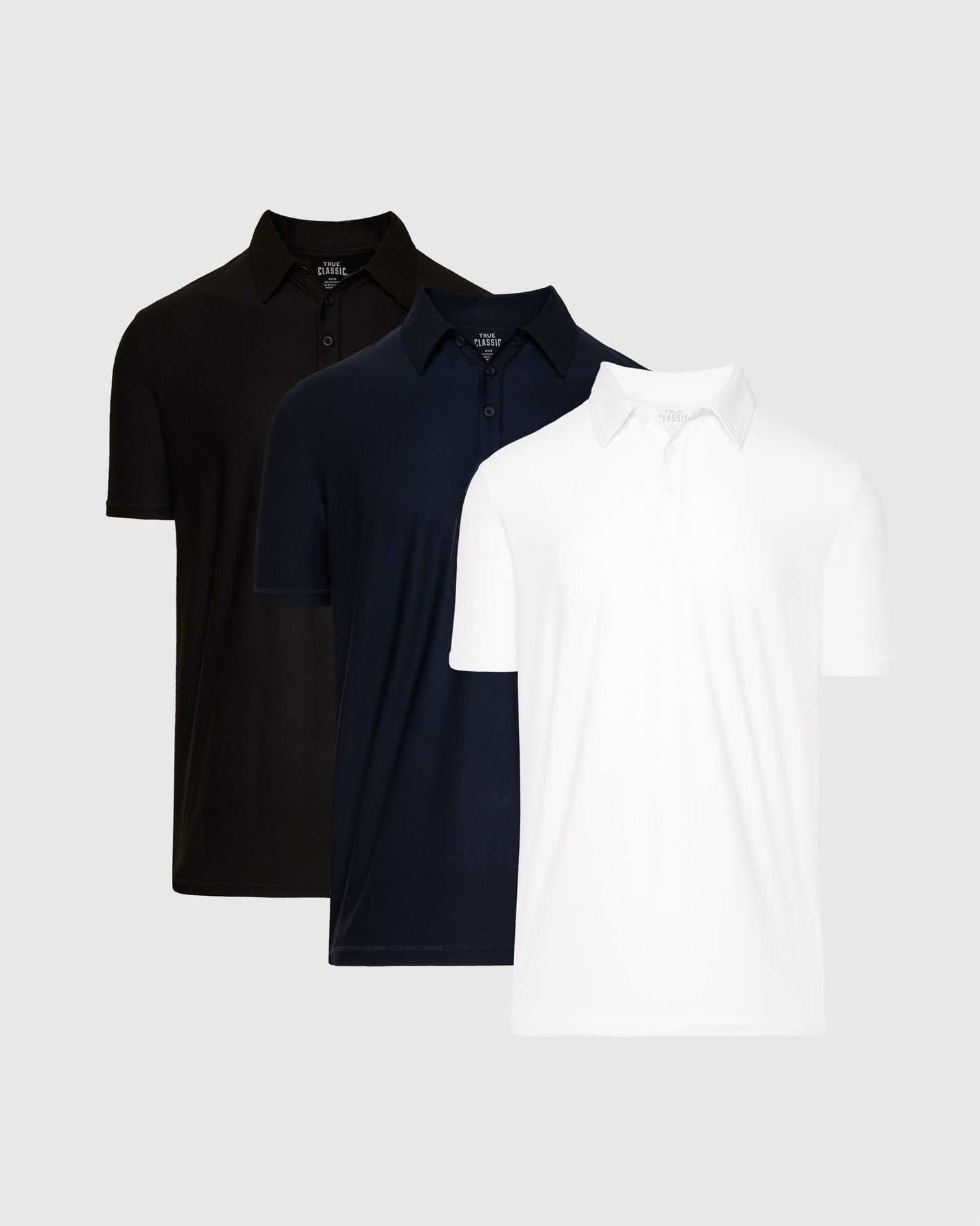Active Short Sleeve Polo 3-Pack arranged side by side.