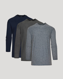 True ClassicActive Long Sleeve Crew 3-Pack, featuring moisture-wicking, quick-dry shirts.