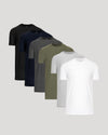 Staple Tall Active Crew 6-Pack of T-shirts neatly arranged.