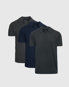 True ClassicCarbon Navy Polo 3-Pack