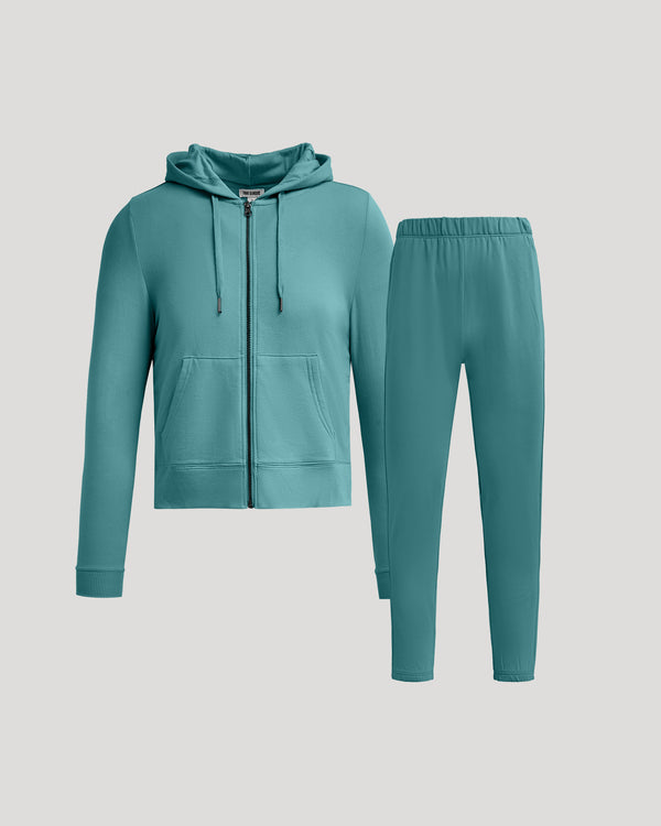 Womens Stormcloud Crop Zip Hoodie & Relaxed Jogger 2-Pack laid flat.