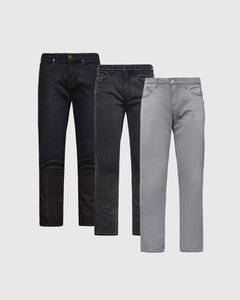 True ClassicIndigo & Gray Straight Comfort Jeans 3-Pack