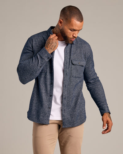 Navy Sweater Shirt Jacket