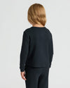 Girls Black Waffle Long Sleeve Henley & Waffle Leg Pants worn by person.