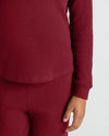 Girls Dark Maroon Waffle Long Sleeve Henley & Waffle Leg Pants.