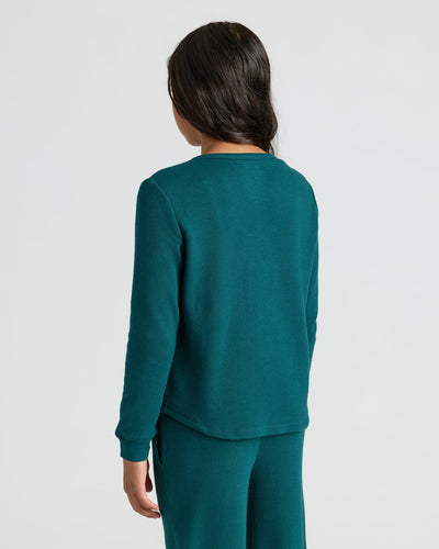 Deep Emerald Waffle Long Sleeve Henley & Waffle Leg Pants Set