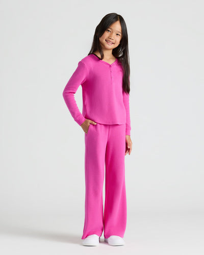 Girls Long Sleeve Boxy Waffle Henley
