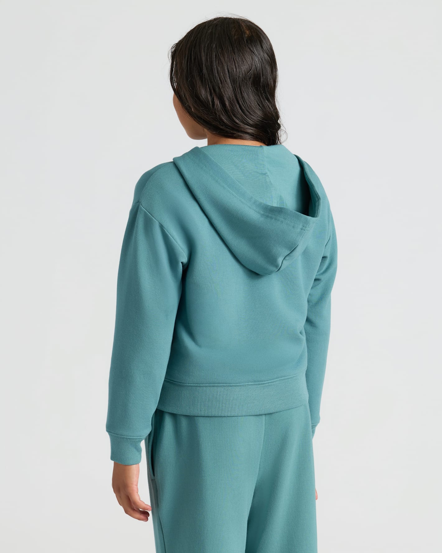 Girls Stormcloud Cropped Zip Hoodie & Relaxed Joggers from the back.