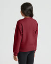 Girls Dark Maroon Slouch Pullover Crew, comfy fit, shown from back.