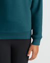 Girls Deep Emerald Slouch Pullover Crew with ribbed hem and cuff detail.